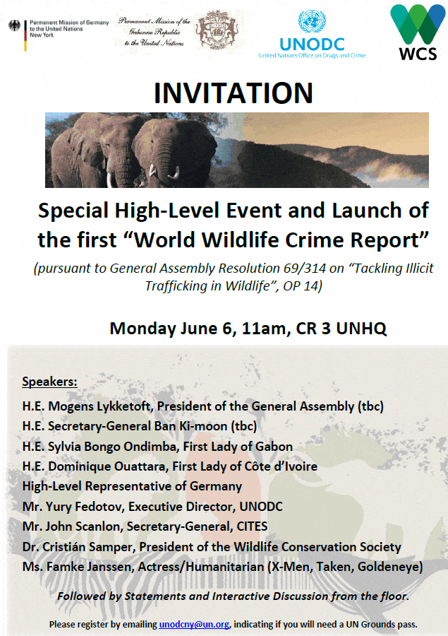 Special High Level Event and Launch of the 1st World Wildlife Report @ United Nations HQ, Conference Room 3 | New York | New York | United States