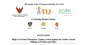 High-Level Panel Discussion "Taking Action Against The Gender-Related Killings of Women and Girls" @ Conference Room 6 | New York | New York | United States